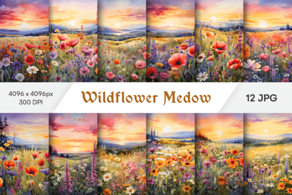 Download Wildflower Meadow Scenery Clipart - Premium Bundle