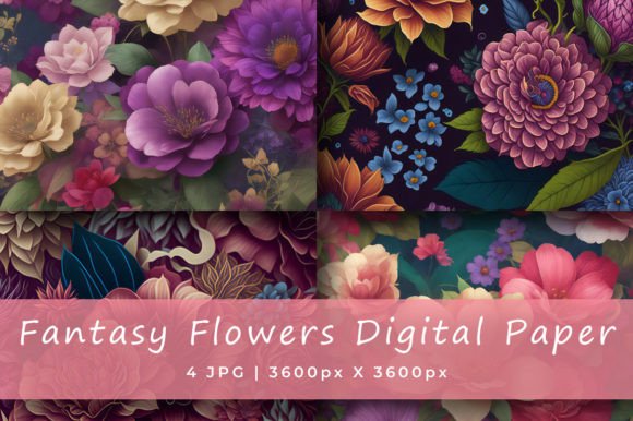 Download Fantasy Flowers Digital Paper Pattern - Digital paper pattern Collection