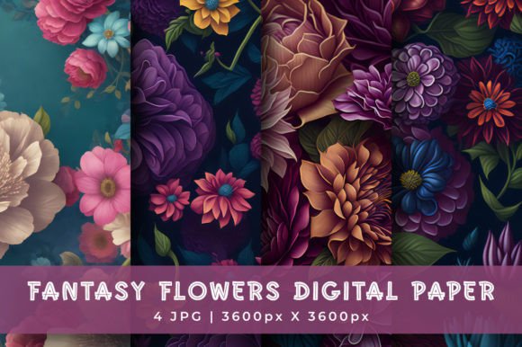 Download Fantasy Flowers Digital Paper Pattern - Digital paper pattern Collection