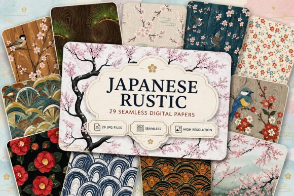 Download Seamless Japanese Rustic Digital - Rustic Collection