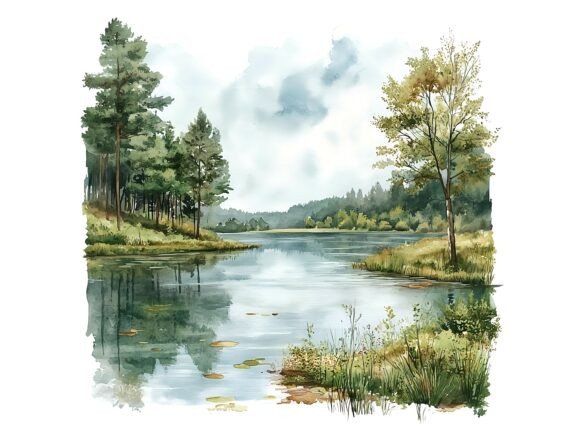 Download 10 Lakeside Nature Scenery Clipart Set - Premium Resources